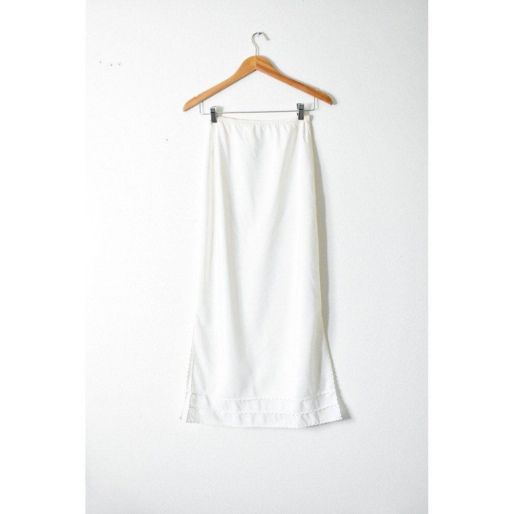 Snip-It Half Slip Womens Medium White 1970s Vintage Scalloped Lace Maxi Lingerie